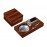 High Gloss Walnut Folding Ashtray Set w/ Accessories