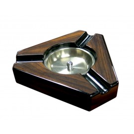 3 Cigar Dark Maple & Black Lacquer Triangular Ashtray