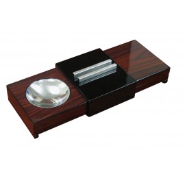 Lacquer Brazilian Rosewood Sliding Ashtray w/ Humidor & Humidifier