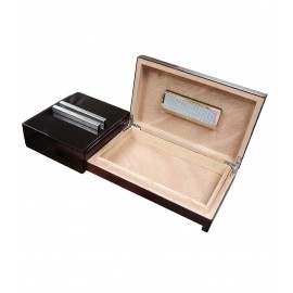 Lacquer Brazilian Rosewood Sliding Ashtray w/ Humidor & Humidifier