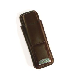 2 Cigar Leather Case w/ Cutter (Brown)