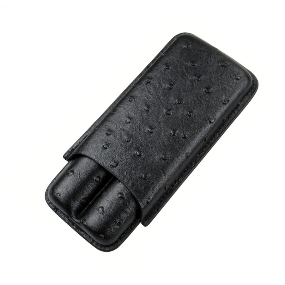2 Cigar Ostrich Style Case (Black)
