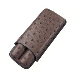 2 Cigar Ostrich Style Case (Brown)