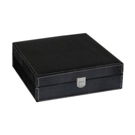 Alligator 25 Ct. Black Leather Gift Set Humidor