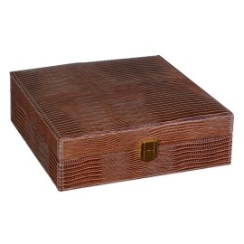 Alligator 25 Ct. Brown Leather Gift Set Humidor