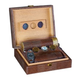 Alligator 25 Ct. Brown Leather Gift Set Humidor