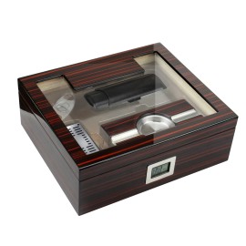 Kensington 75 Ct. Cherry Ebony Lacquer Humidor Gift Set 