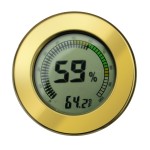 Round Digital Hygrometer / Multi Color Gauge & Calibration (Polished Gold)