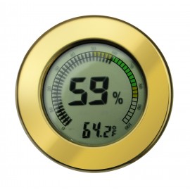 Round Digital Hygrometer / Multi Color Gauge & Calibration (Polished Gold)