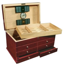 Landmark 300 Ct. High Gloss Lacquer Cherry Humidor