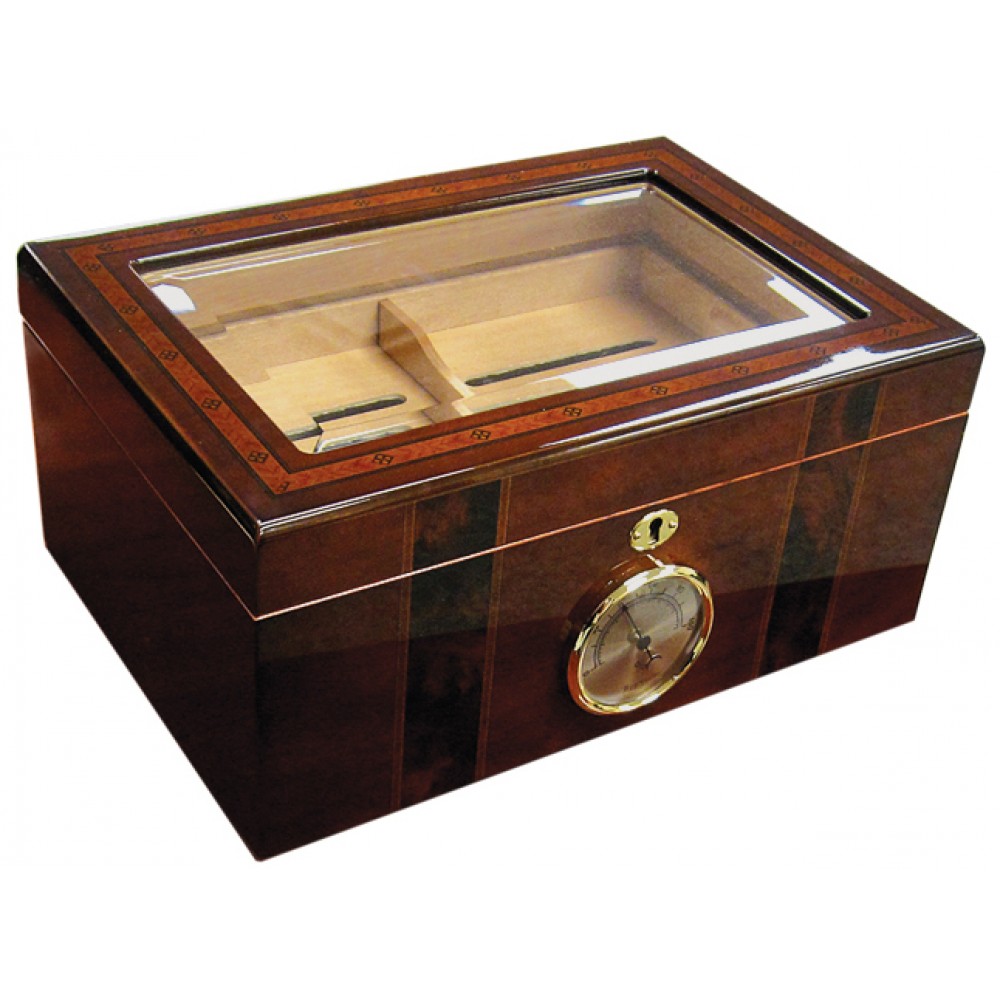 Ambassador 100 Count Beveled Glass Top Humidor