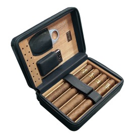 Manhattan 4-8 Ct. Black Travel Cigar Humidor