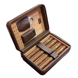 Manhattan 4-8 Ct. Brown Travel Cigar Humidor