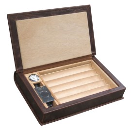 Novelist 5-10 Ct Leather Book Travel Humidor