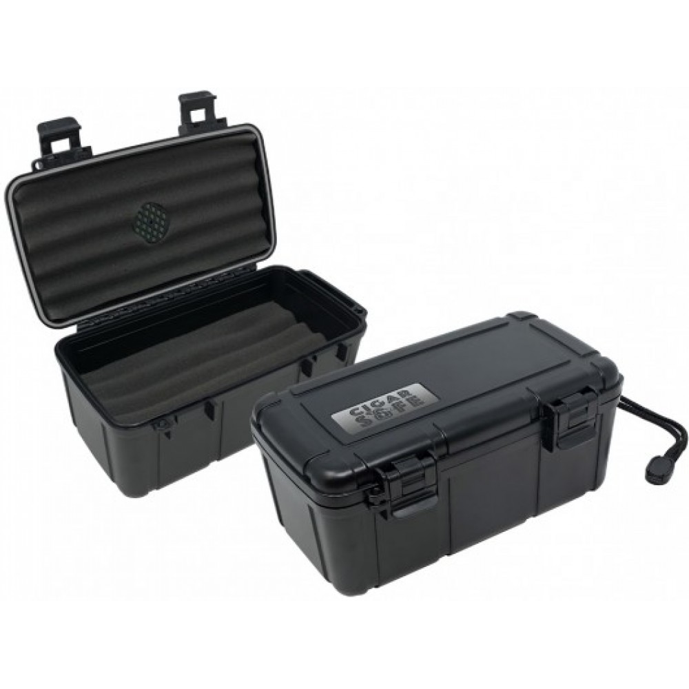 Cigar Safe 15 Ct. Black Plastic Travel Humidor