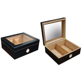 Chalet Glasstop 25-50 Ct. Black Glass Top Humidor